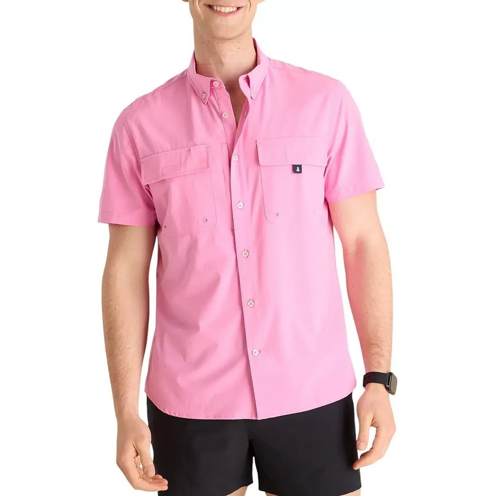 $80 Chubbies Man's Size S Collared Button Up Shirt Pink n' Proud UPF SS